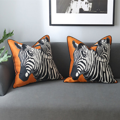 Μοντέρνα πολυτελής σχεδιαστής Zebra Orange Woven Velvet Διακοσμητική Μαξιλαροθήκη Καναπέ Σπιτιού Κάλυμμα μαξιλαριού Pipping Chair 47x47cm 1pc/lot