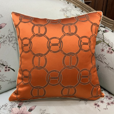 Луксозна модерна геометрия Тъмно оранжеви големи вериги възглавница домашен интериор Декоративен диван стол Възглавница с тъкани възглавници 45x45 см