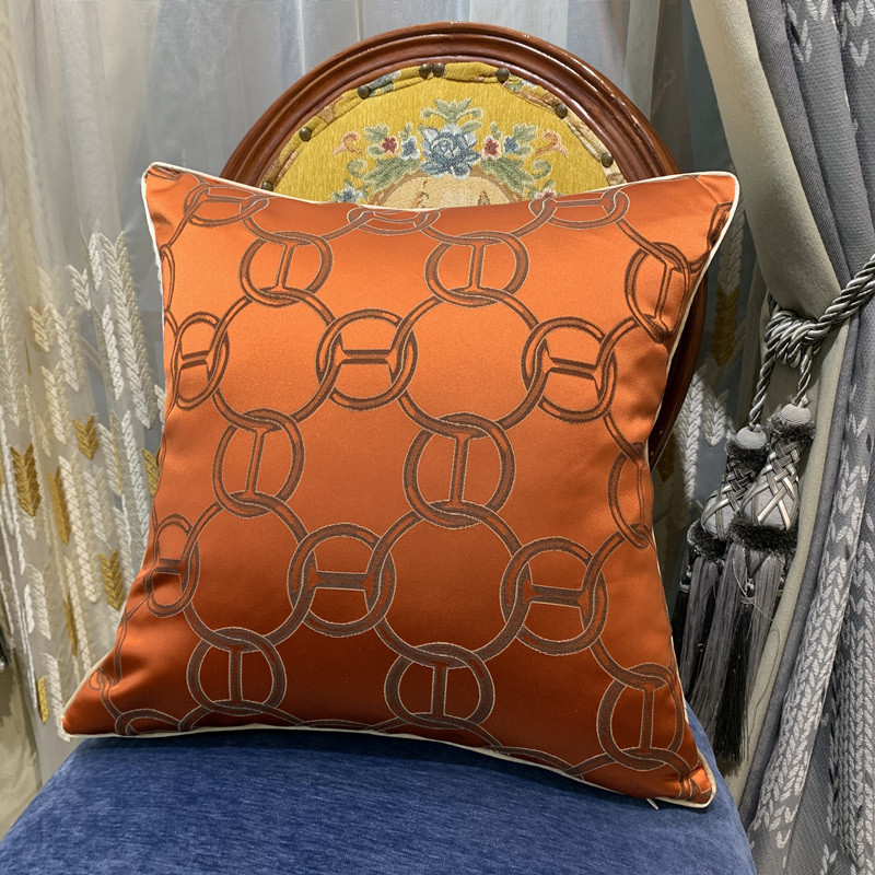 Luksuzni moderni geometrijski tamnonarančasti veliki lanci jastuk kućni interijer Dekorativni kauč stolac Pleteni jastuci jastuk 45x45 cm
