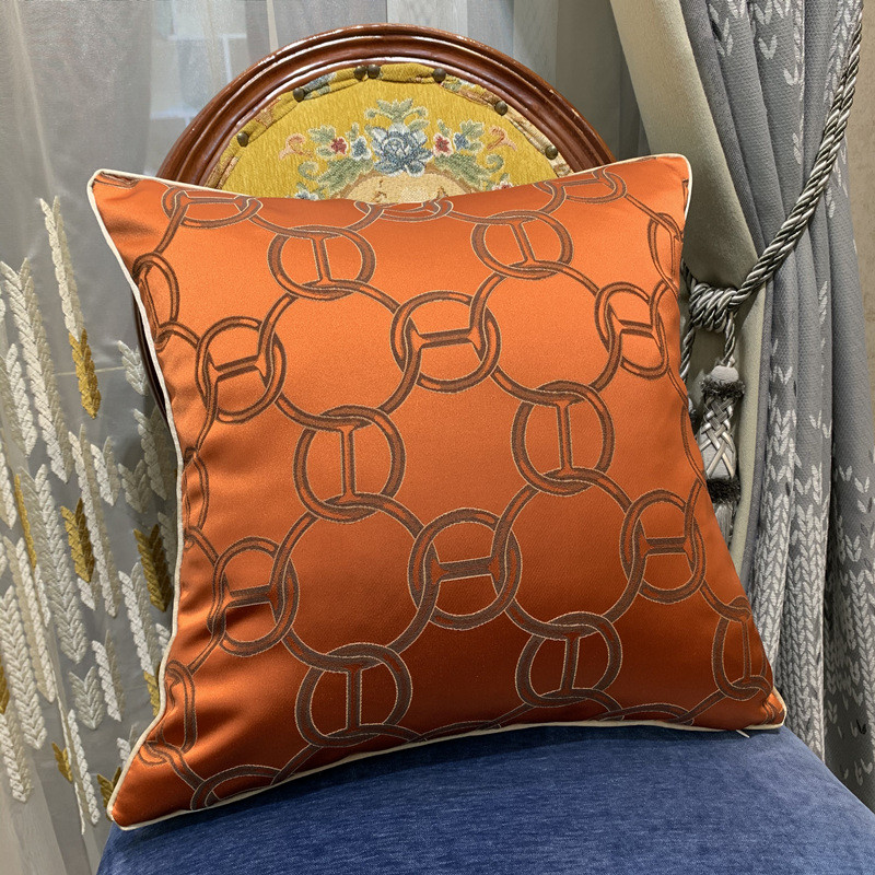 Luksuzni moderni geometrijski tamnonarančasti veliki lanci jastuk kućni interijer Dekorativni kauč stolac Pleteni jastuci jastuk 45x45 cm