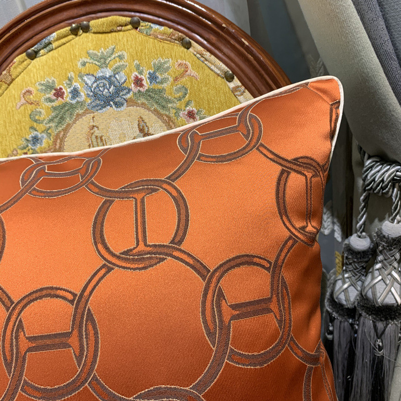 Luksuzni moderni geometrijski tamnonarančasti veliki lanci jastuk kućni interijer Dekorativni kauč stolac Pleteni jastuci jastuk 45x45 cm