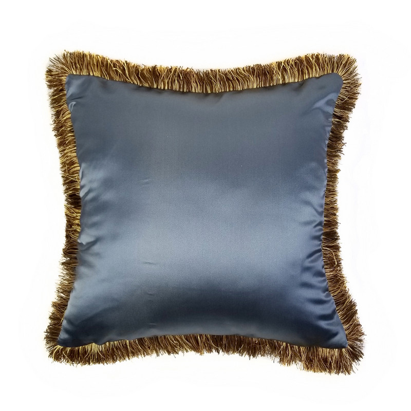 Besplatna dostava Čelično plava, vintage listovi šenile, tkana ukrasna jastučnica, jastučnica s rubovima 45x45 cm