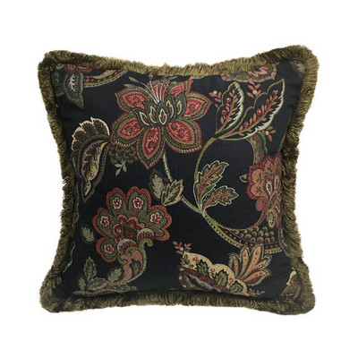 Luxus fekete Paisley Vintage Jacquard szőtt párnahuzat rojt otthoni nappali kanapé párnahuzat 45 x 45 cm 1 db.