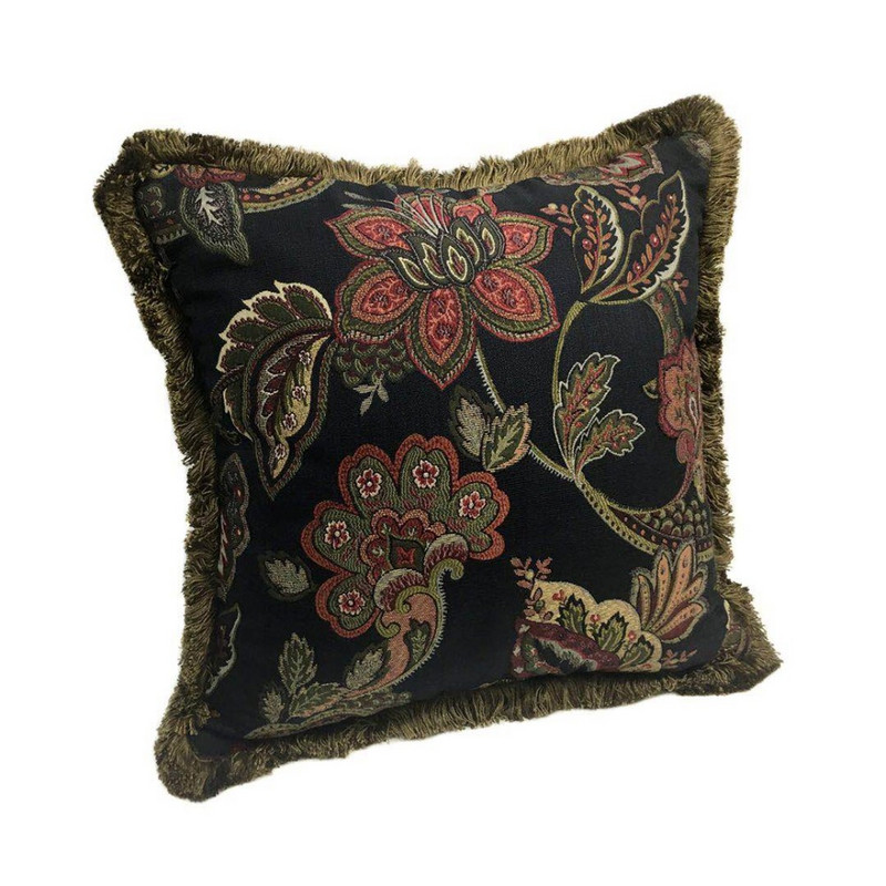 Luxus fekete Paisley Vintage Jacquard szőtt párnahuzat rojt otthoni nappali kanapé párnahuzat 45 x 45 cm 1 db.