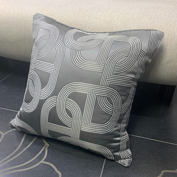 Луксозна тъмно сива декоративна калъфка за възглавница с съвременен геометричен дизайн от тъкан жакард, калъфка за възглавница за диван 45x45 см, 1 бр./лот