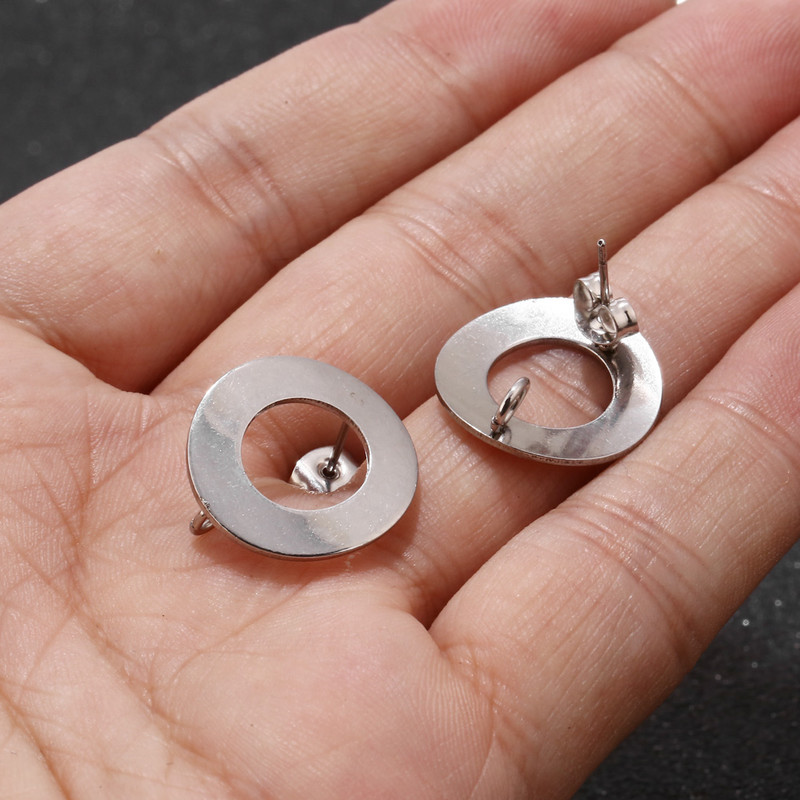 10 komada praznih okruglih naušnica, 20 mm zlatni stupić, komponente petlje za uši za izradu