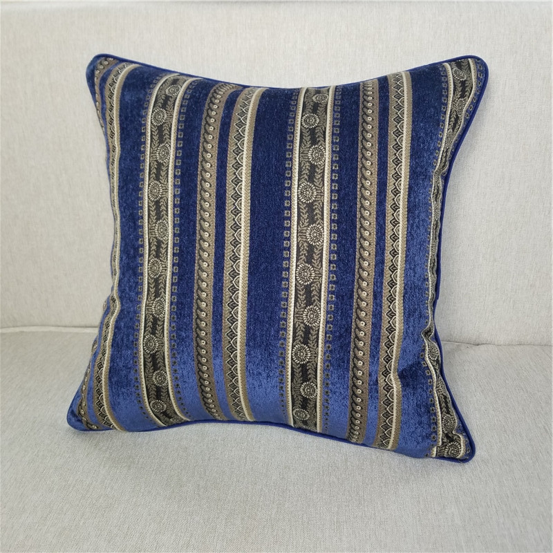 Tradicionalni tamnoplavi prugasti dizajn od ženilne tkanine od jacquarda, ukrasni jastuci, navlaka za kauč, fotelja, jastučnica 45x45 cm, 1 kom/lot