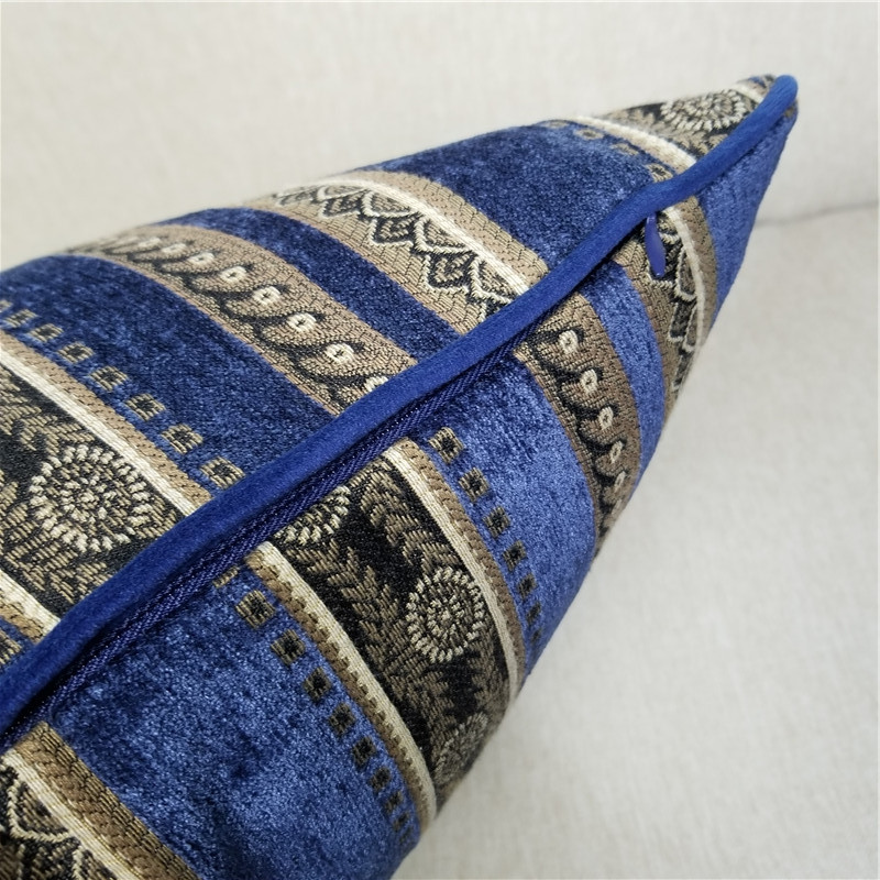 Tradicionalni tamnoplavi prugasti dizajn od ženilne tkanine od jacquarda, ukrasni jastuci, navlaka za kauč, fotelja, jastučnica 45x45 cm, 1 kom/lot