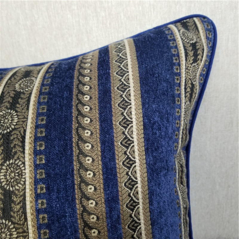 Tradicionalni tamnoplavi prugasti dizajn od ženilne tkanine od jacquarda, ukrasni jastuci, navlaka za kauč, fotelja, jastučnica 45x45 cm, 1 kom/lot
