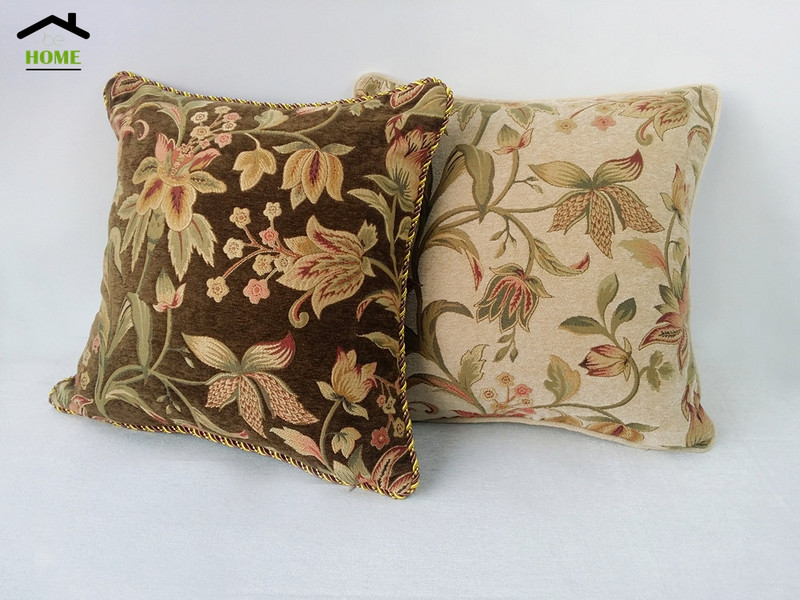 Američki stil, klasična, mekana, debela šenilla, višebojna, cvjetna s pincetom, četvrtasta jastučnica, navlaka za kauč, 45 x 45 cm