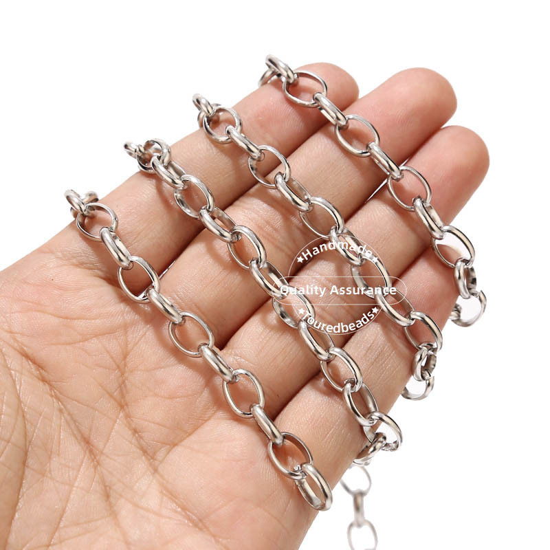 1 méter rozsdamentes acél Arany Rolo Link lánc ovális alakú 7X10 mm arany láncok barkács ékszer nyaklánc karkötő kiegészítők számára
