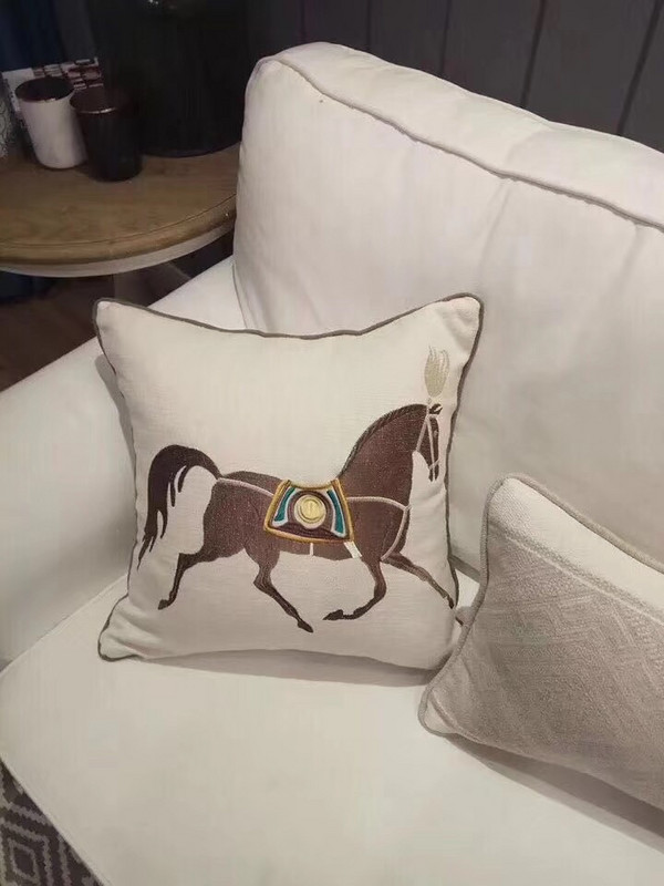 Moderni pamučni vez, konj, luksuzna ukrasna jastučnica, bijela platnena navlaka za kauč, stolicu, 45x45 cm, 1 kom/lot