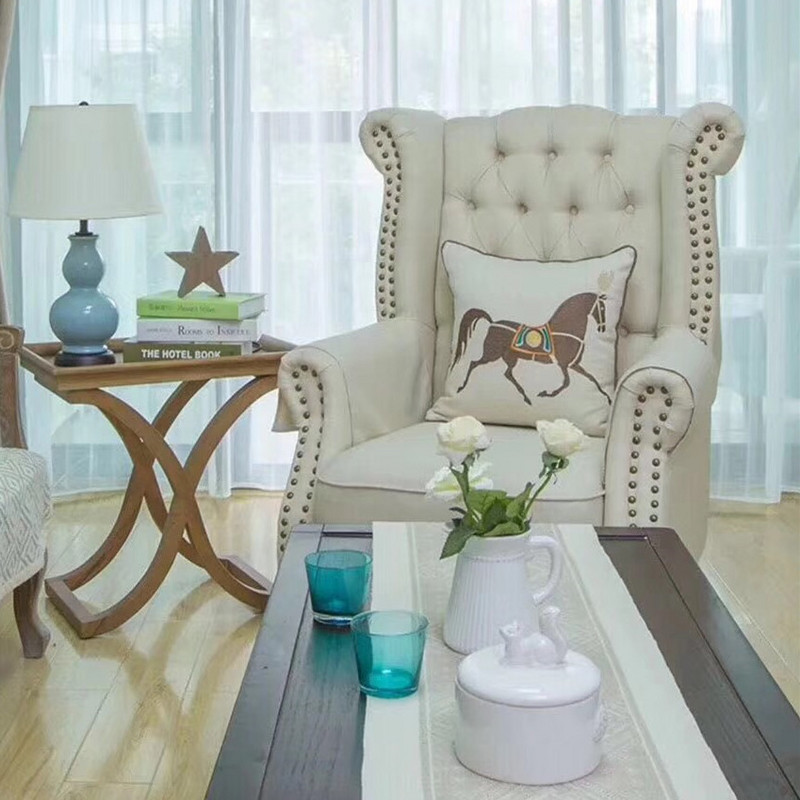 Moderni pamučni vez, konj, luksuzna ukrasna jastučnica, bijela platnena navlaka za kauč, stolicu, 45x45 cm, 1 kom/lot