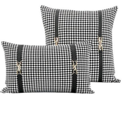 30x50/45/50cm luksuzna crno-bijela jastučnica za kauč u obliku ptičje zubice jastučnica za kauč od imitacije kože jastučnica za ukrasne jastučnice