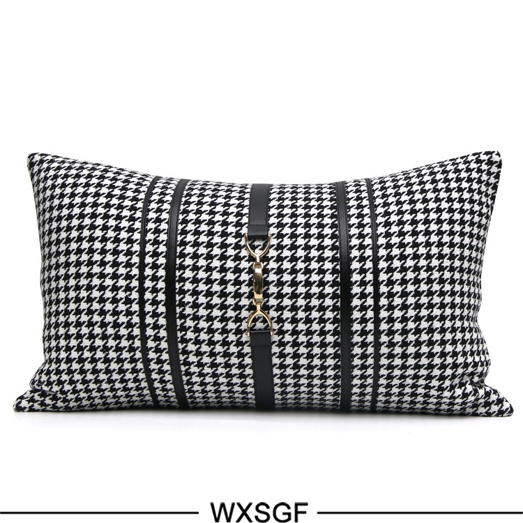30x50/45/50cm luksuzna crno-bijela jastučnica za kauč u obliku ptičje zubice jastučnica za kauč od imitacije kože jastučnica za ukrasne jastučnice