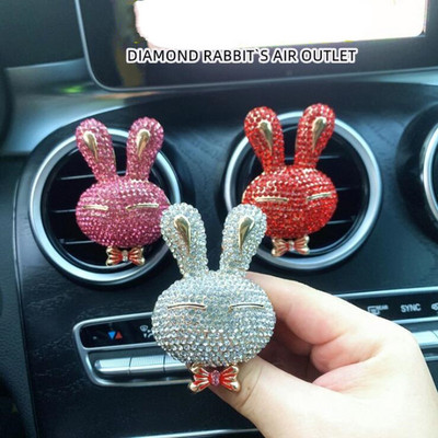 Strass drăguț iepure formă diamant arc parfum odorizant mașină parfum mașină stil auto