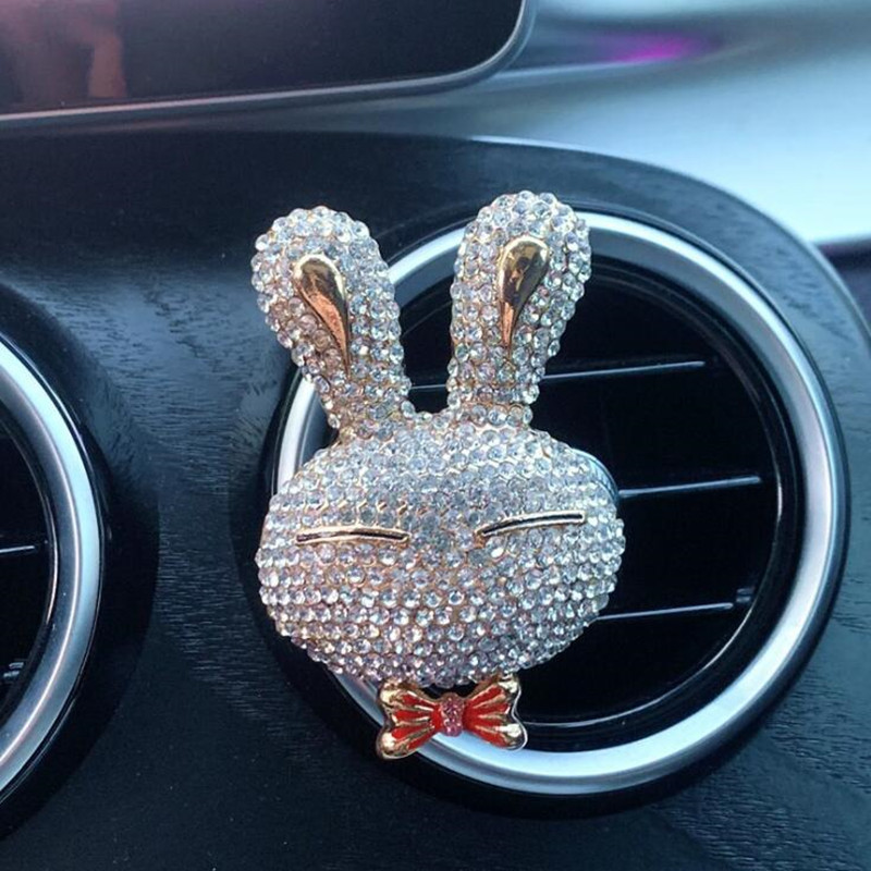 Rhinestone slatki oblik zeca Dijamantna mašna parfem osvježivač zraka za automobil Parfem za automobil Stiliziranje automobila