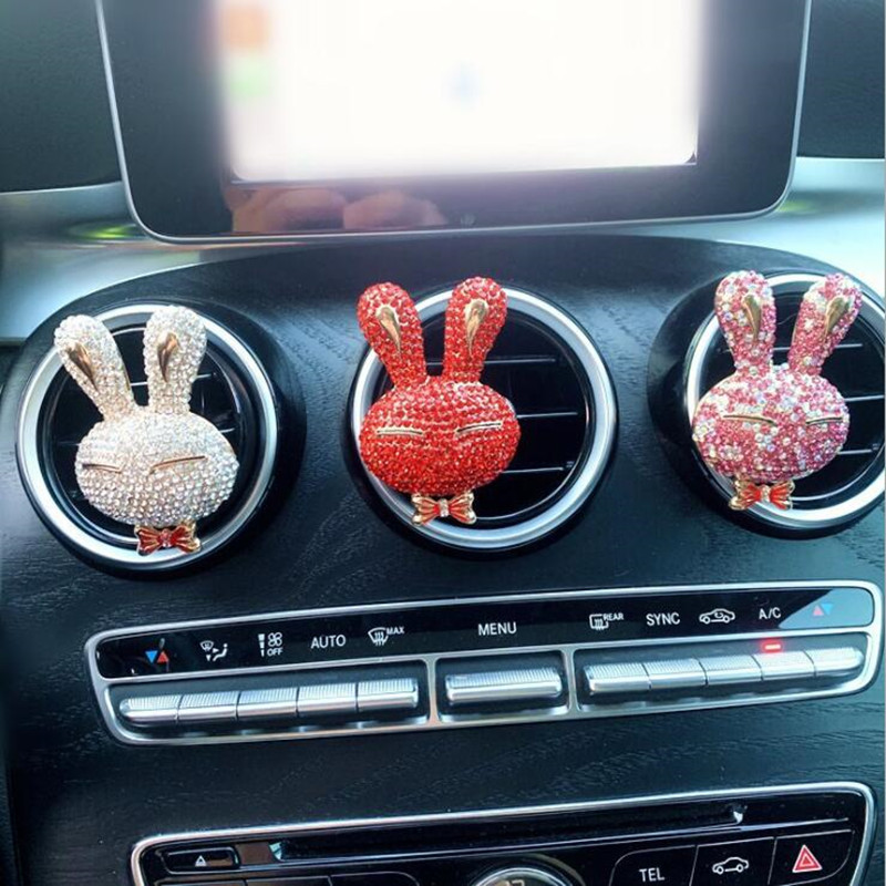 Rhinestone slatki oblik zeca Dijamantna mašna parfem osvježivač zraka za automobil Parfem za automobil Stiliziranje automobila