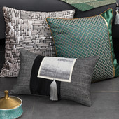 Modern luxus mélyzöld jacquard párnahuzat dekoratív párnahuzat geometrikus szürke fekete derékpárnahuzat