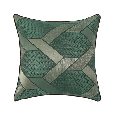 Modern luxus mélyzöld jacquard párnahuzat dekoratív párnahuzat geometrikus szürke fekete derékpárnahuzat