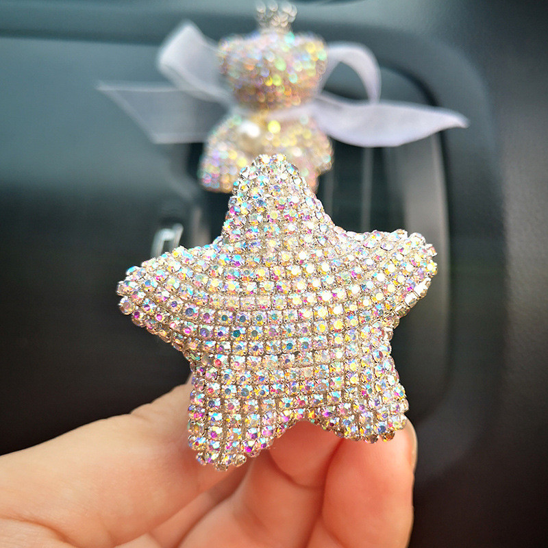 2db/szett Strasszkő aranyos nyúl + Star Shape Diamond masni parfüm autó légfrissítő Autós parfüm Autó-stílus