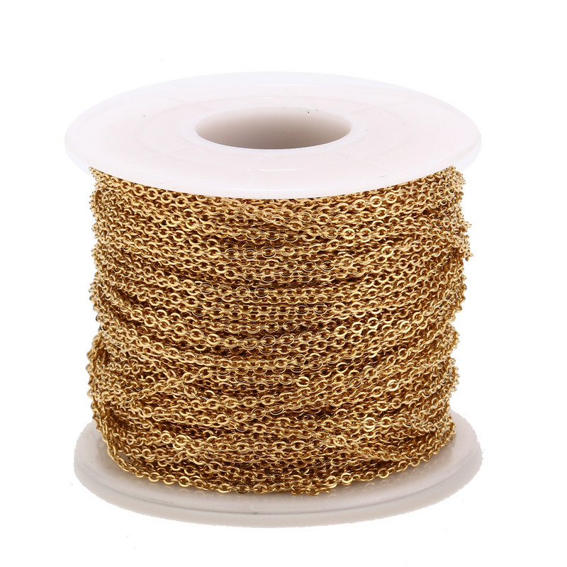 Zlatni lančić od nehrđajućeg čelika od 10 metara za narukvice Metalne ogrlice 1,5 mm Rolo lančići za kablove Skupna izrada nakita vlastitim rukama