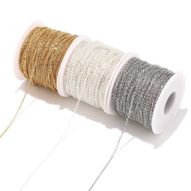 Zlatni lančić od nehrđajućeg čelika od 10 metara za narukvice Metalne ogrlice 1,5 mm Rolo lančići za kablove Skupna izrada nakita vlastitim rukama