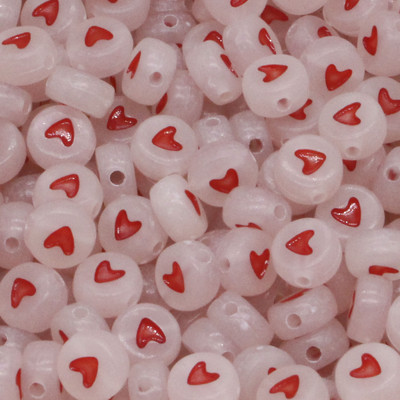 Heart Luminous Beads Alphabet Spacer Beads For Jewelry Making DIY Βραχιόλι κολιέ 4X7mm