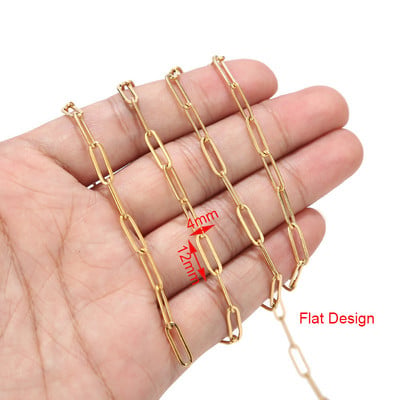 1 méteres rozsdamentes acél 4 mm x 12 mm arany lapos húzott kábellánc barkács ékszerláncokhoz, tartozékokhoz