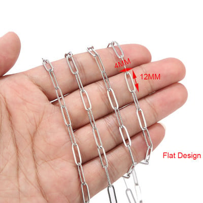 1 méteres rozsdamentes acél 4 mm x 12 mm arany lapos húzott kábellánc barkács ékszerláncokhoz, tartozékokhoz