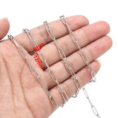 1 méteres rozsdamentes acél 4 mm x 12 mm arany lapos húzott kábellánc barkács ékszerláncokhoz, tartozékokhoz