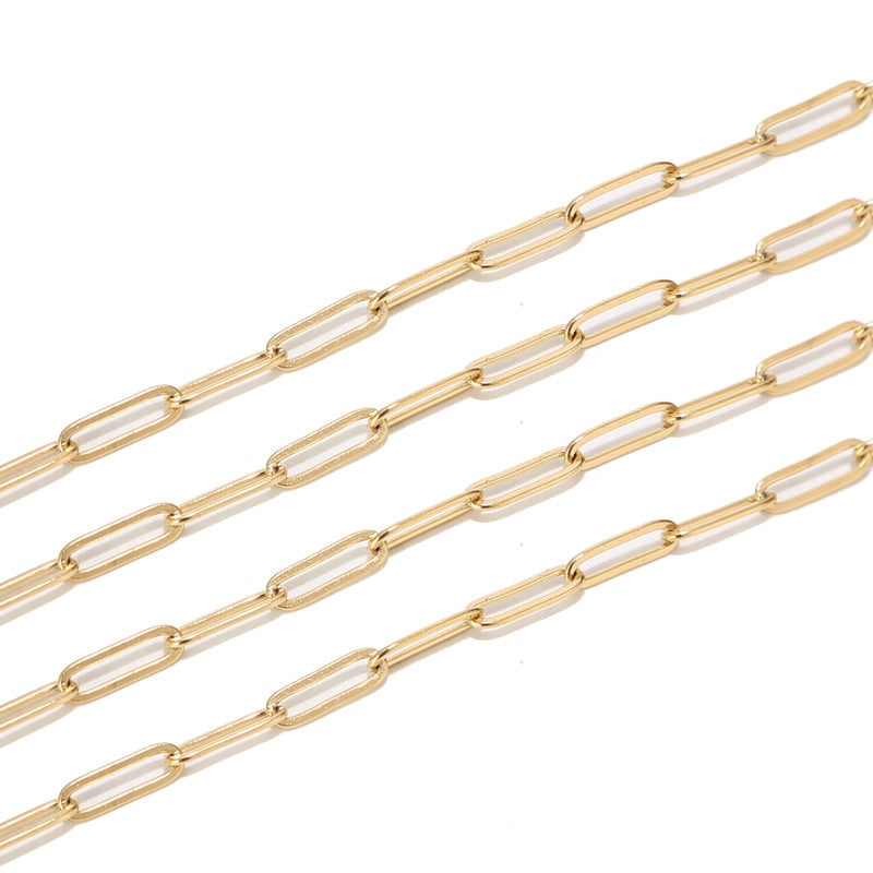 1 méteres rozsdamentes acél 4 mm x 12 mm arany lapos húzott kábellánc barkács ékszerláncokhoz, tartozékokhoz