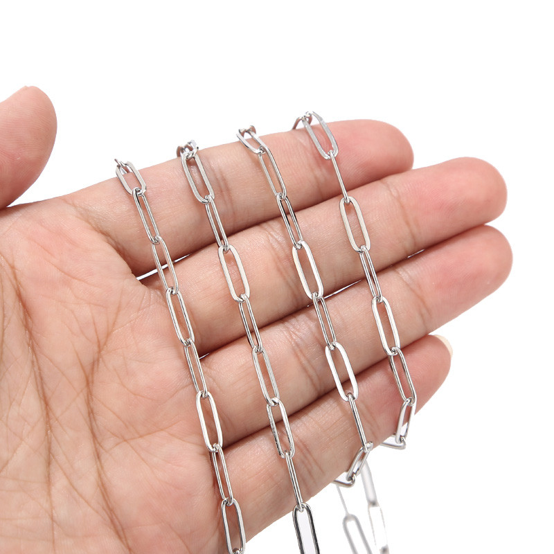 1 méteres rozsdamentes acél 4 mm x 12 mm arany lapos húzott kábellánc barkács ékszerláncokhoz, tartozékokhoz