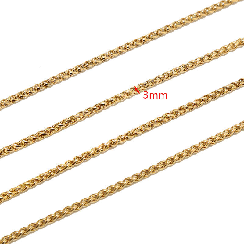 1 metar od nehrđajućeg čelika 3 mm pozlaćeni pšenični lančići DIY Muškarci Ženski lančići za ogrlice za izradu poklona za nakit