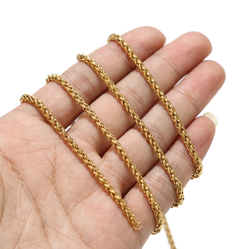 1 metar od nehrđajućeg čelika 3 mm pozlaćeni pšenični lančići DIY Muškarci Ženski lančići za ogrlice za izradu poklona za nakit