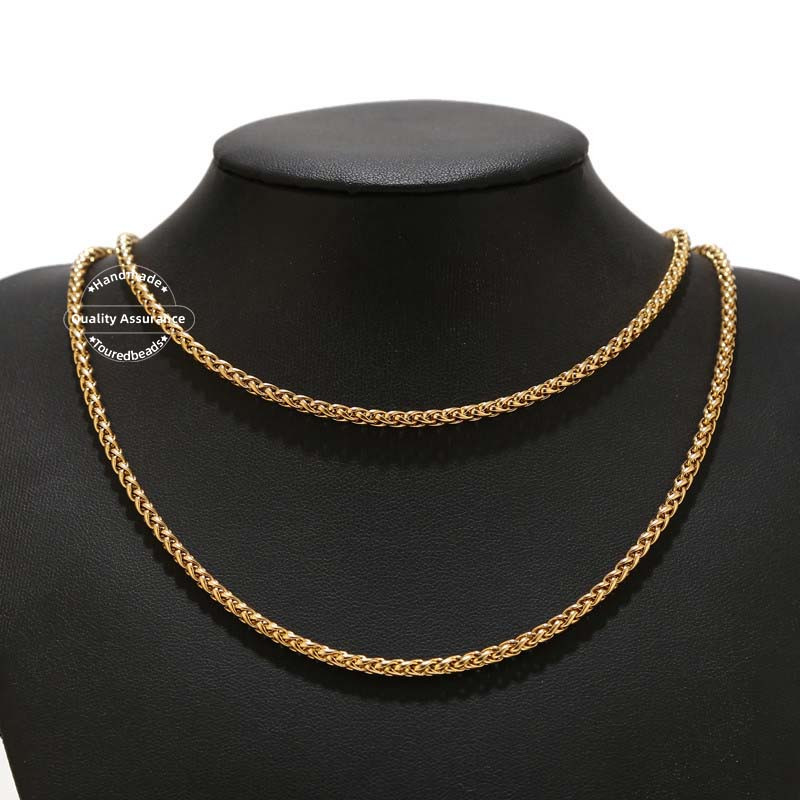 1 metar od nehrđajućeg čelika 3 mm pozlaćeni pšenični lančići DIY Muškarci Ženski lančići za ogrlice za izradu poklona za nakit