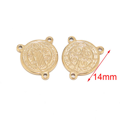 5db Szent Benedek-érem linkek rozsdamentes acél arany ékszer varázscsatlakozó karkötő rózsafüzérhez.