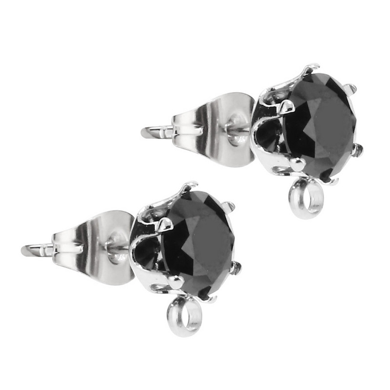 50 komada okruglog reza od nehrđajućeg čelika od kubičnog cirkonija za naušnice s elementima za svornjake za uši za izradu naušnica