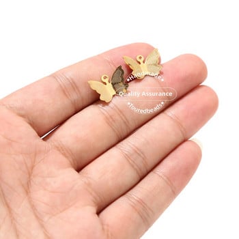 20 бр. Златна пеперуда от неръждаема стомана Розово цвете Чар висулки Направи си сам мъниста Находки за колие Гривна Изработка на бижута