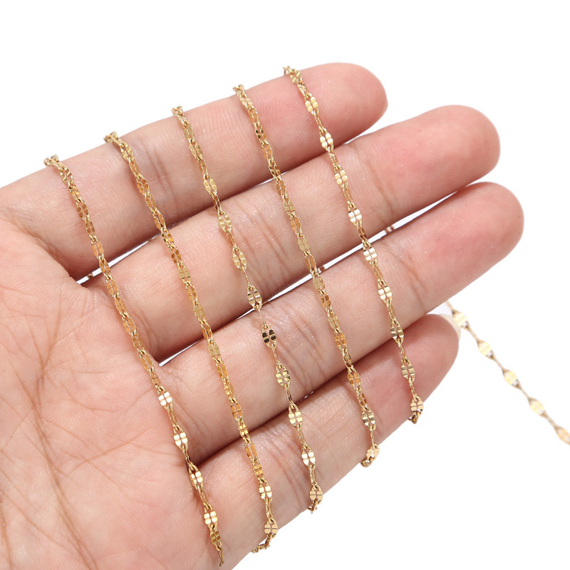 2M zlatni pljosnati ovalni lanac od kabla od nehrđajućeg čelika za DIY izradu nakita Veleprodajni lanci