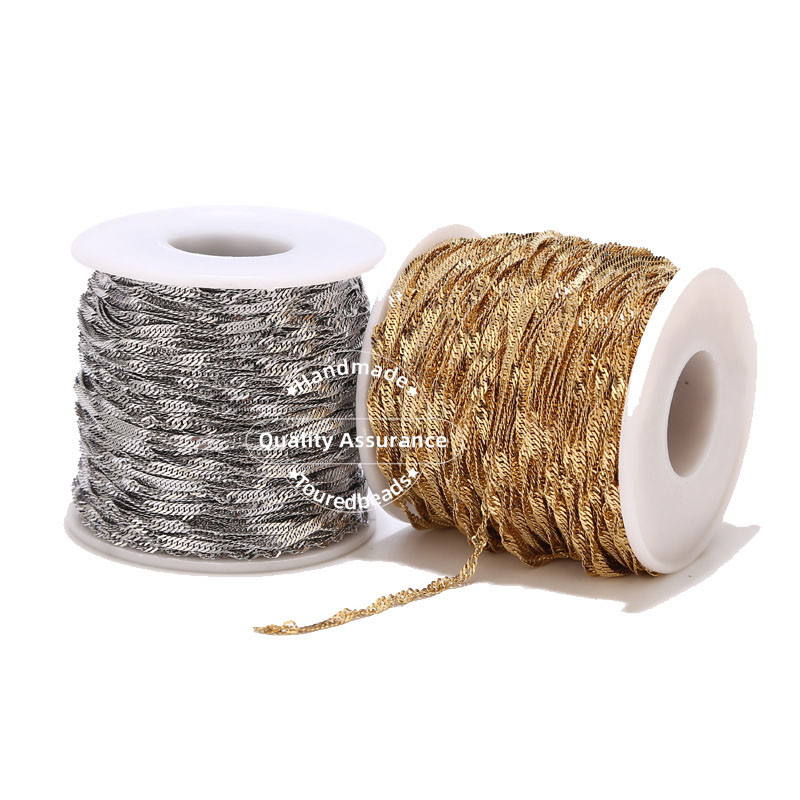 Lanțuri ondulate de apă din oțel inoxidabil 2M 2mm 2.5mm pentru bricolaj, colier, brățări, furnituri, bijuterii, descoperiri