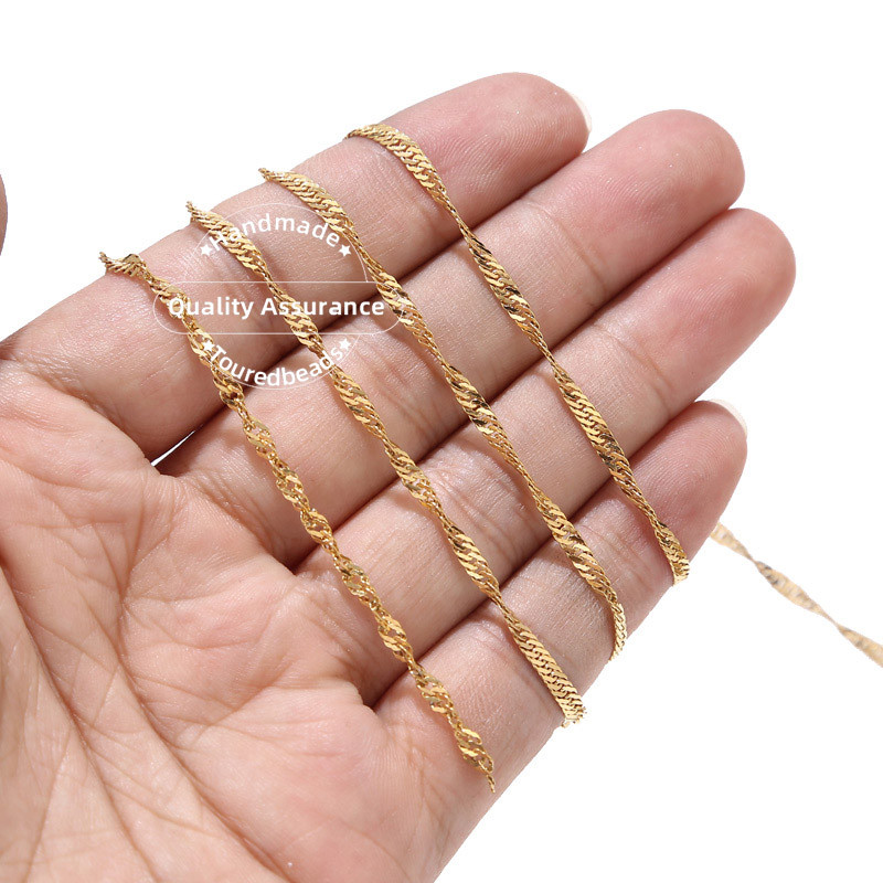 Lanțuri ondulate de apă din oțel inoxidabil 2M 2mm 2.5mm pentru bricolaj, colier, brățări, furnituri, bijuterii, descoperiri