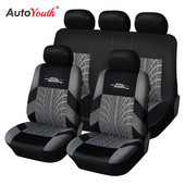 Set de huse pentru scaune auto cu broderie marca AUTOYOUTH Se potrivește universal pentru majoritatea huselor mașinilor cu detaliu șină de anvelope Protector pentru scaun auto