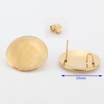 10 τμχ Σκουλαρίκια αυτιού από ανοξείδωτο ατσάλι 15mm/20mm Στρογγυλές χρυσές έγχρωμες θέσεις με θηλιά για κατασκευή κοσμημάτων