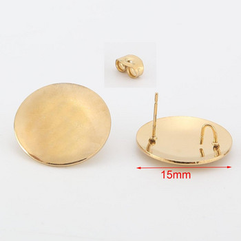 10 τμχ Σκουλαρίκια αυτιού από ανοξείδωτο ατσάλι 15mm/20mm Στρογγυλές χρυσές έγχρωμες θέσεις με θηλιά για κατασκευή κοσμημάτων