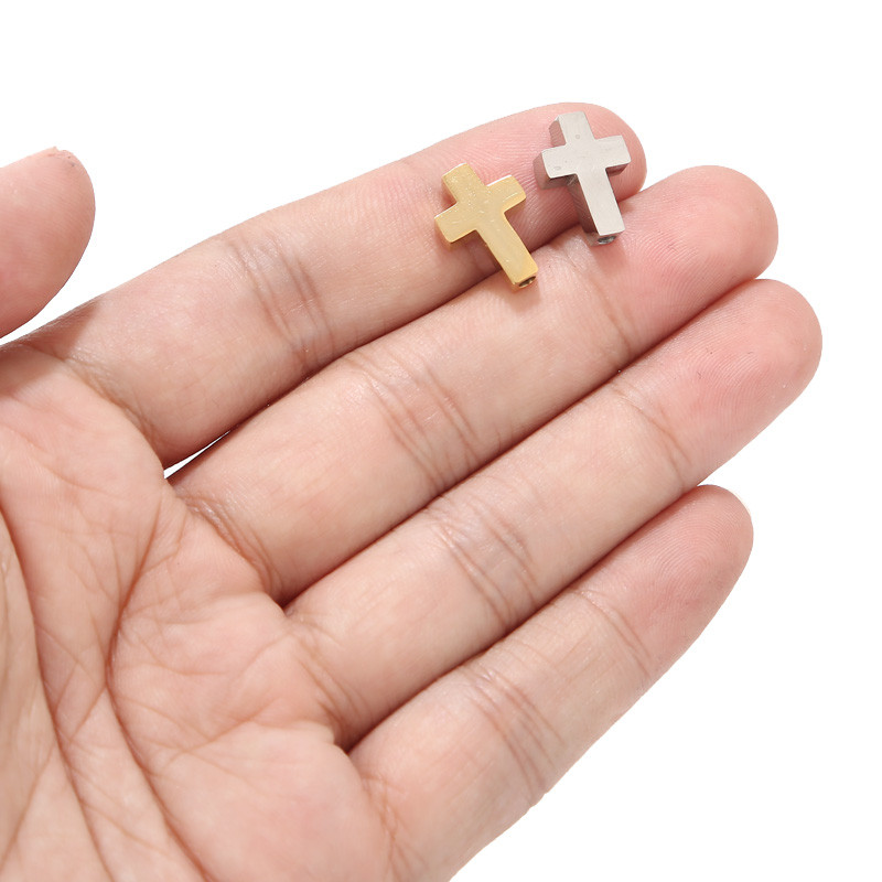5 komada Mini zlatnog križa od nehrđajućeg čelika s odstojnicima za privjesak za izradu nakita DIY rupa 1,9 mm