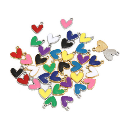 5 komada Emajlirani privjesci u obliku srca od nehrđajućeg čelika, zlatni 9x10 mm perle u obliku srca za izradu nakita DIY rukotvorine