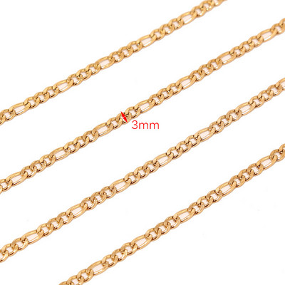 2 metra od nehrđajućeg čelika 2 mm 3 mm širine Zlatni Figaro lanac za DIY Žene Muškarci Ogrlica Izrada narukvica Veleprodaja