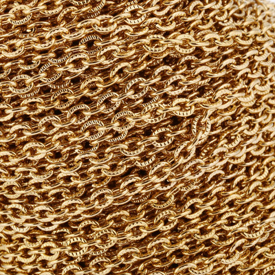 1 metras 3 mm aukso nerūdijančio plieno plokščių kabelių jungčių grandinės ritės papuošalų kryžminės grandinėlės, skirtos karolių apyrankėms pasidaryti pasidaryk pats