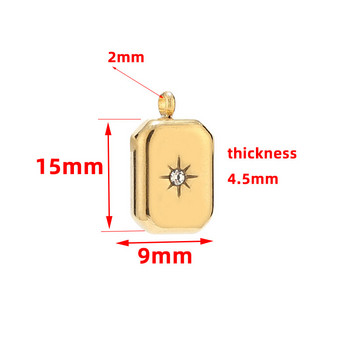 5 τμχ Ανοξείδωτο ατσάλι χρυσό ορθογώνιο μενταγιόν γούρι από συμπαγές τούβλο με αστέρι για DIY Γυναικεία Κολιέ Κοσμήματα Κατασκευή Χειροτεχνίας